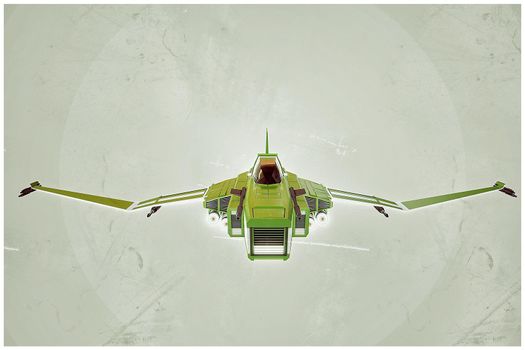 3d illustration of a spaceship fighter isolated on white background