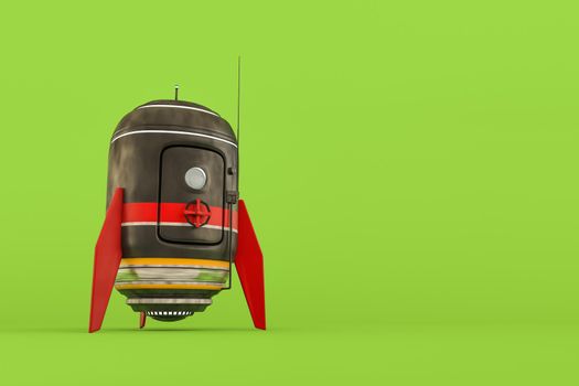 space capsule isolated on green, background 3d illustration 
