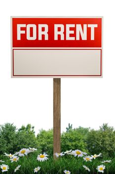 for rent sign isolated on white background 3d illustration