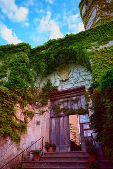 The Villa Cimbrone gate. Villa Cimbrone in Ravello Amalfi Coast Italy.