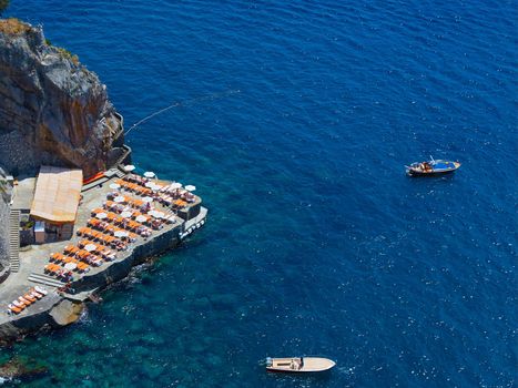 Scenic picture-postcard view of the beautiful town of Minori at famous Amalfi Coast with Gulf of Salerno, Campania, Italy