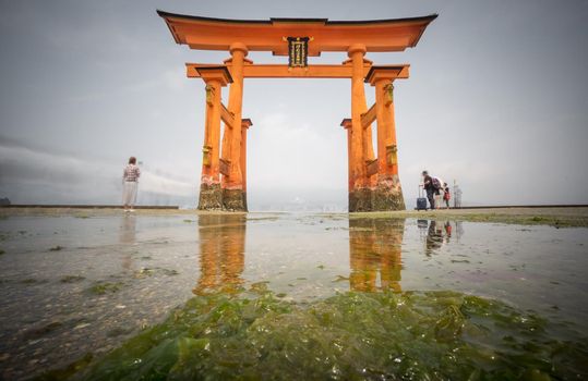Wide angle, long exposure in Miyajima with Floating Torii gate, Japan.