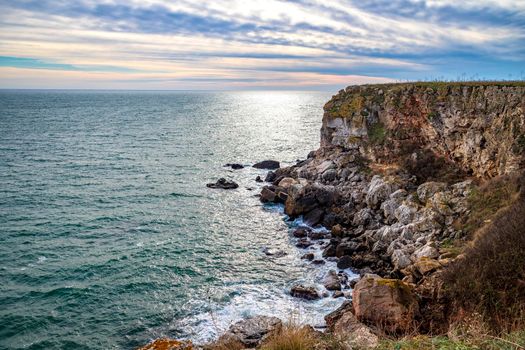 scenic raw nature landscape to the cliffs of the Black Sea, Bulgaria