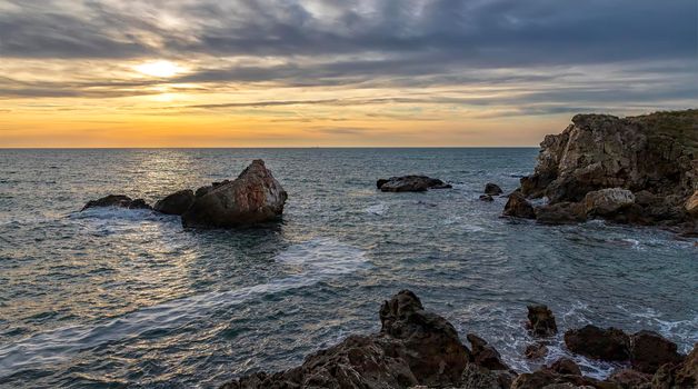 spectacular landscape at coastline  cliffs near Tyulenovo village, Black Sea, Bulgaria 