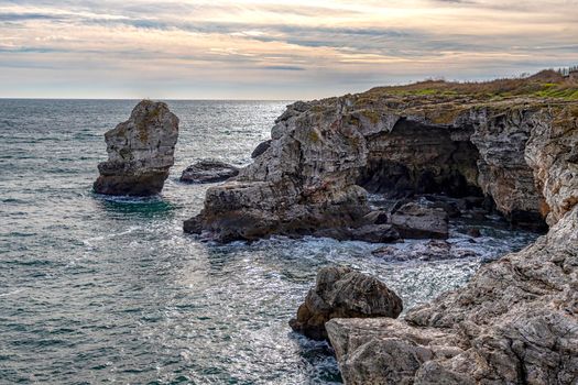 scenic raw nature landscape to the cliffs of the Black Sea, Bulgaria