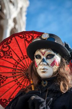 VENICE, ITALY - Febrary 22 2020: The masks of the Venice carnival 2020