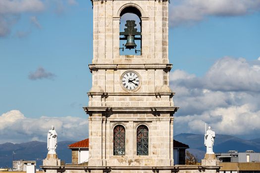 Braga, Portugal - October 21, 2021: Architecture detail of the Church of the Carmelites (Igreja do Carmo) on a fall day