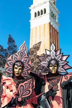 VENICE, ITALY - Febrary 22 2020: The masks of the Venice carnival 2020