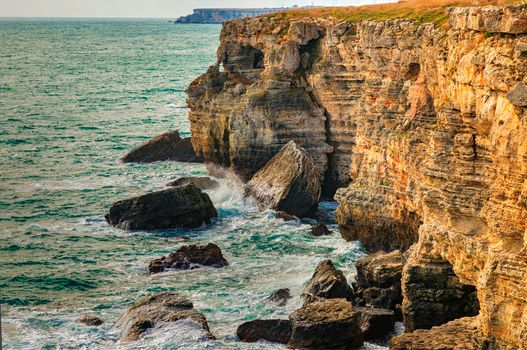 scenic raw nature landscape to the cliffs of the Black Sea, Bulgaria