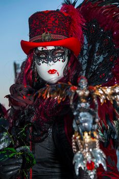 VENICE, ITALY - Febrary 21 2020: The masks of the Venice carnival 2020