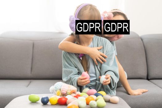 a large family of people behind the inscription GDPR. General data protection regulation. Cyber security and privacy.