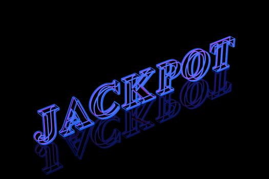 Jackpot banner with glowing neon letters on black background
