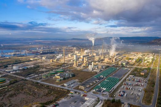 Amazing aerial view of an industrial zone. 