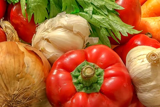 A close view of vegetables, prepared for salad