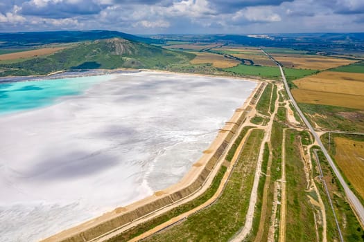 Aerial top view of a factory garbage dump. Waste Disposal Facility.