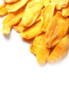 Orange Slices of Dried Sugar Mango Isolated on White Background