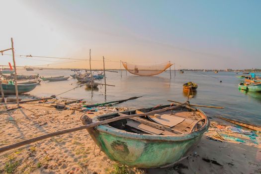 Scenic view of the famous Mui Ne Fishing Village, Phan Thiet City in Vietnam