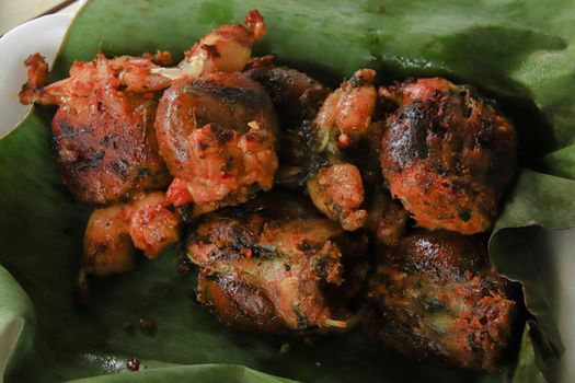 Close up of Kang Kep baob or Stuffed Frogs, a traditional Khmer Food