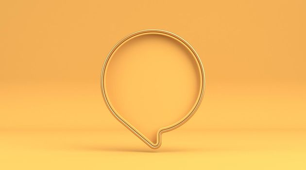 Circle bubble talk sign 3D rendering illustration isolated on yellow background