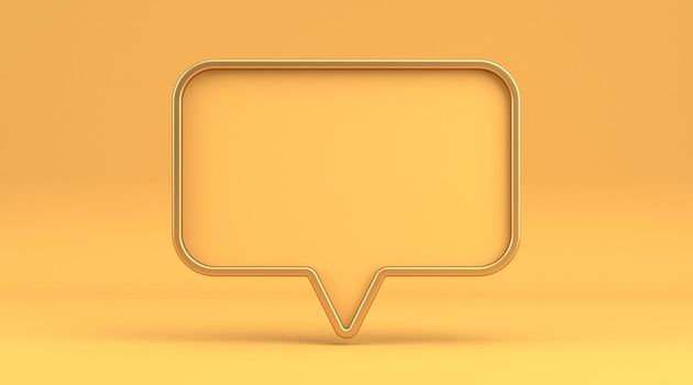 Rectangular bubble talk sign 3D rendering illustration isolated on yellow background