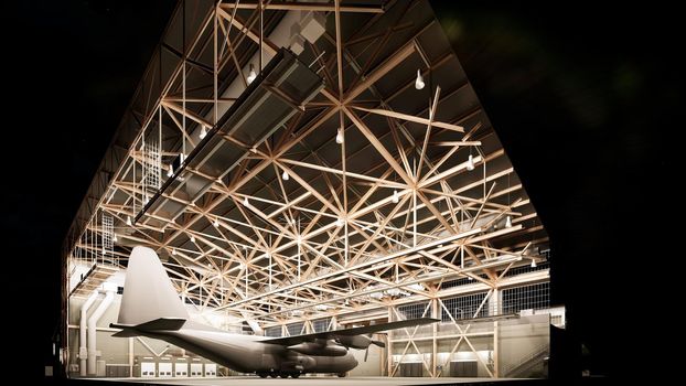 Metal framework of the roof of industrial premises