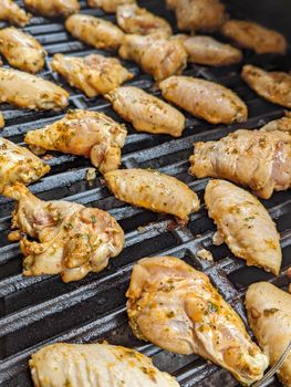 Chicken meat fried on a barbecue grill