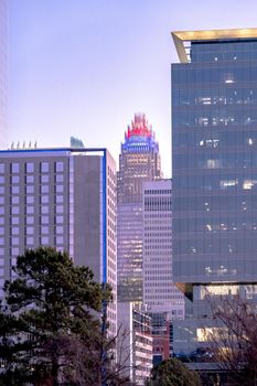 charlotte north carolina city skyline after winted storm