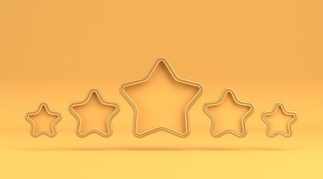 Five star rating sign 3D rendering illustration isolated on yellow background