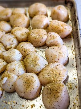 raw scallops prepared for party