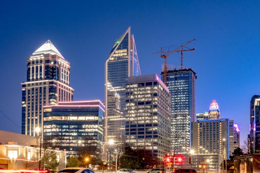 charlotte north carolina city skyline after winted storm