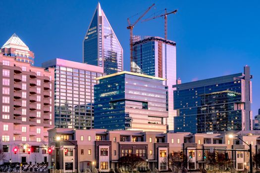 charlotte north carolina city skyline after winted storm