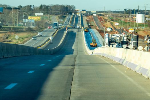 abstract highway contruction while driving