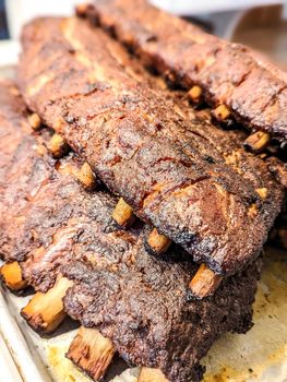 smoked bbq ribs slabs ready to eat