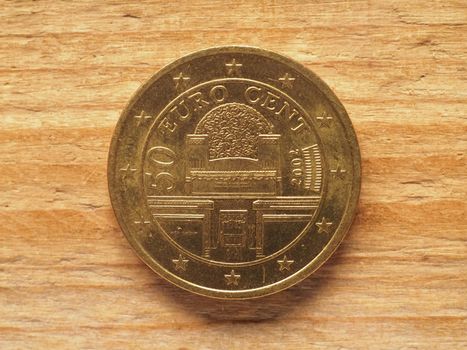 fifty cent coin, Austria side showing the Sezession building in Vienna, currency of Austria, European Union