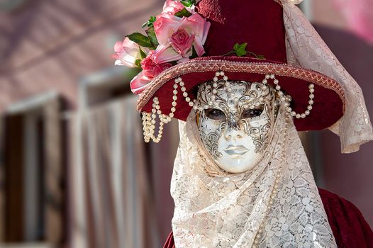 VENICE, ITALY - Febrary 20 2020: The masks of the Venice carnival 2020