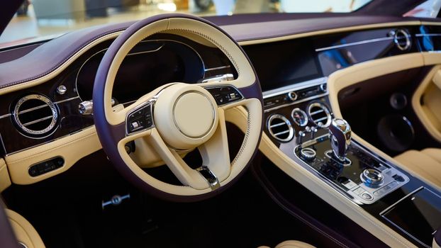 Luxury car interior details. Shallow DOF - selective focus