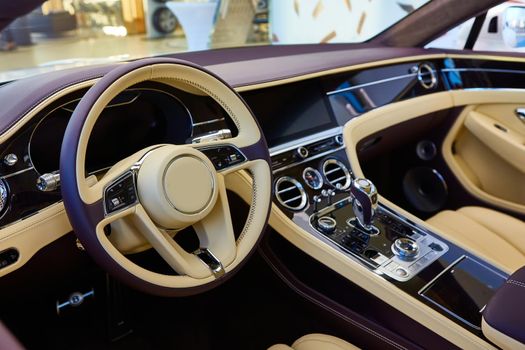 Luxury car interior details. Shallow DOF - selective focus