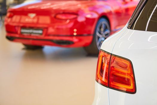backlight of white car style, tail, taillight, transport transportation white