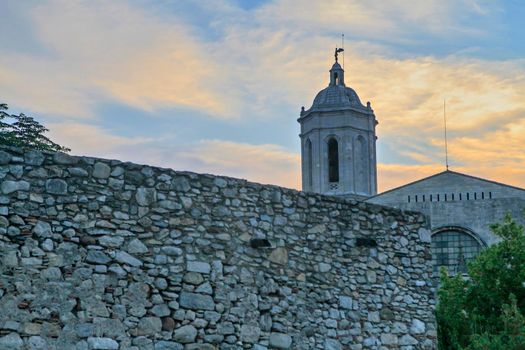 Girona, Spain - 15 July, 2018, Monastery of Sant Pere de Galligants, Girona, Spain.