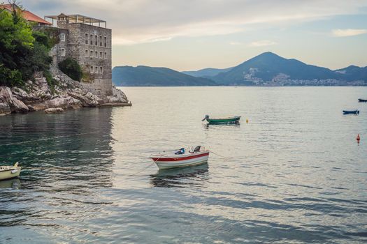 Beautiful view of the island of St. Stephen, Sveti Stefan on the Budva Riviera, Budva, Montenegro.