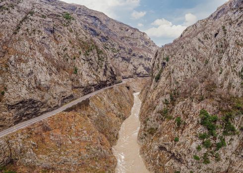 Beautiful Canyon of Moraca river in winter, Montenegro or Crna Gora, Balkan, Europe.