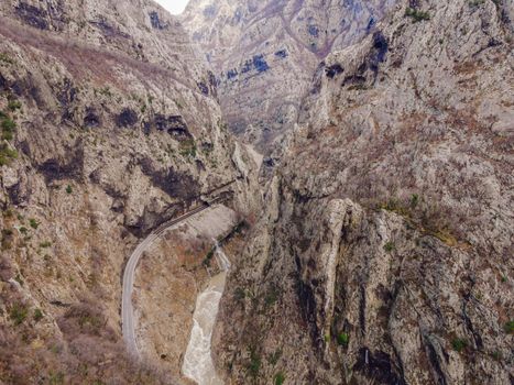 Beautiful Canyon of Moraca river in winter, Montenegro or Crna Gora, Balkan, Europe.