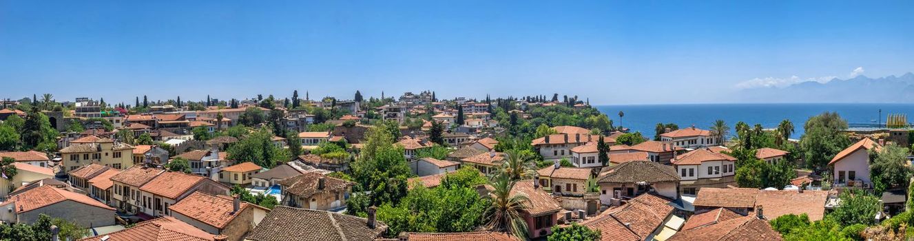 Antalya, Turkey 19.07.2021. Panoramic top view of the old city of Antalya in Turkey on a sunny summer day