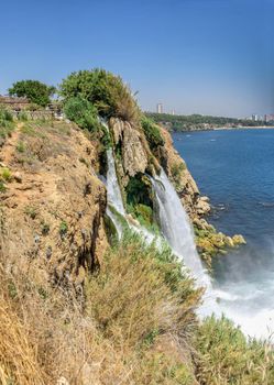 Antalya, Turkey 19.07.2021. Lower Duden waterfalls or Lara waterfall in Antalya, Turkey, on a sunny summer day