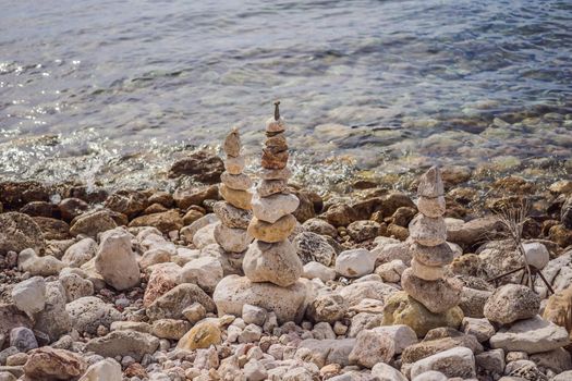 Beautiful rocks in the sea in Montenegro. Montenegro is a popular tourist destination in Europe.