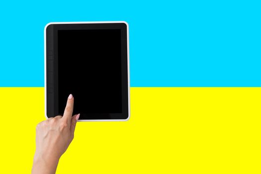 flag of ukraine white tablet.