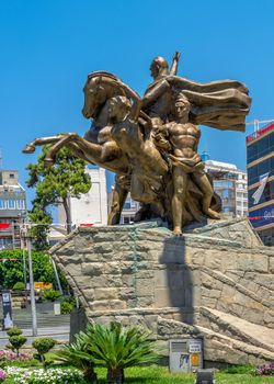 Antalya, Turkey 19.07.2021. National Ascension Monument in the old city of Antalya, Turkey, on a sunny summer day