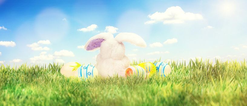 Easter composition with eggs. Festive decoration. Happy Easter.