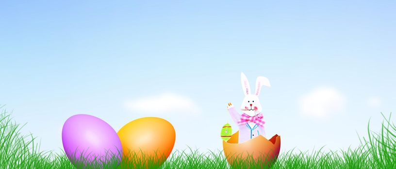 Easter composition with eggs. Festive decoration. Happy Easter.