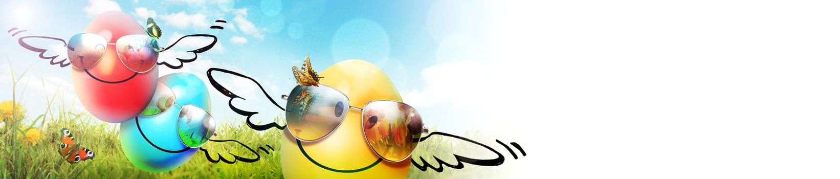 Easter composition with eggs. Festive decoration. Happy Easter.